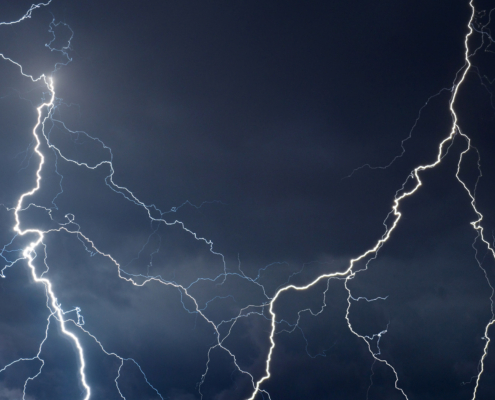 Thunder And Lightning During Summer Storm At Night