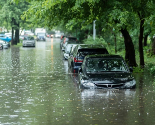 Cars In Flood Waters